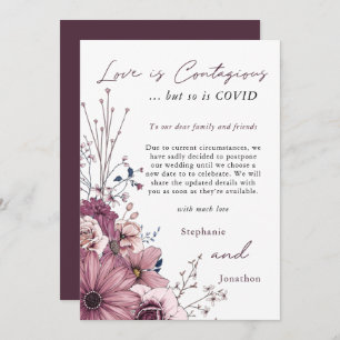 Reserva La Fecha Boda contagiosa de amor COVID pospone PInk Floral