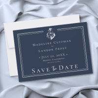 Boda Costera Ancla Náutica Minimalista Azul Blanco