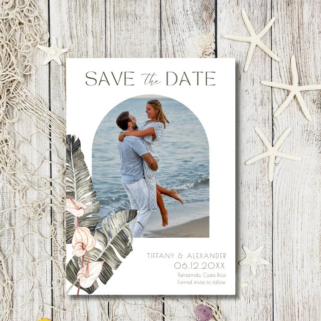 Reserva La Fecha Boda costera de playa de fotos costeras (Coastal Seaside Photo Beach Wedding Save The Date)