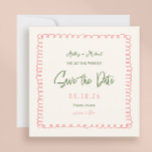 Reserva La Fecha Boda cuadrado de color rosa y verde<br><div class="desc">Boda de diversión francés rosa y verde 70 Wedding Save The Date</div>