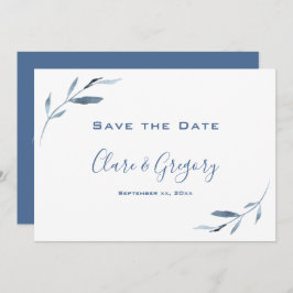 Reserva La Fecha Boda de acuarela azul y blanca