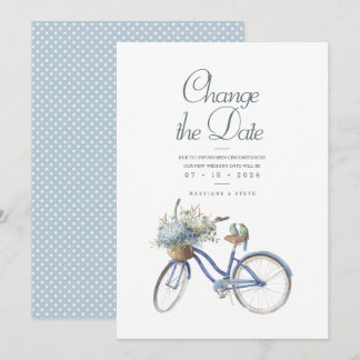 Reserva La Fecha Boda de acuarela bohemiana de bicicleta azul