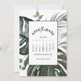 Reserva La Fecha Boda de acuarela botánica de vegetación rústica