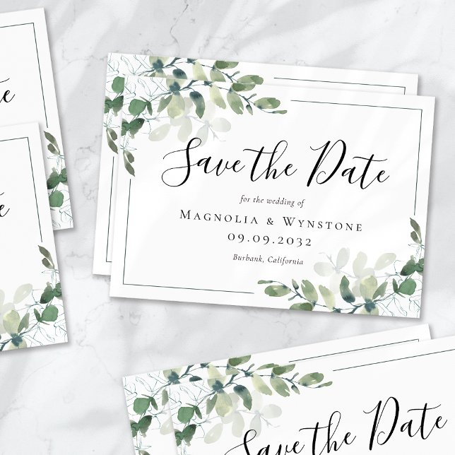 Reserva La Fecha Boda de acuarela de Eucalyptus (Subido por el creador)