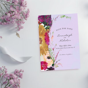 Reserva La Fecha Boda de acuarela de flores silvestres de papel des