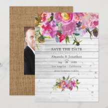 Boda de Acuarela de Peonías Rosadas Vintage Rústic