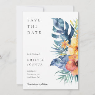 Reserva La Fecha Boda de acuarela de verano floral tropical