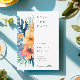 Reserva La Fecha Boda de acuarela de verano floral tropical