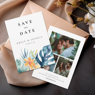 Reserva La Fecha Boda de acuarela de verano floral tropical