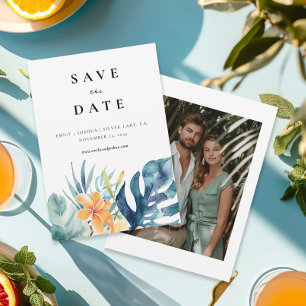 Reserva La Fecha Boda de acuarela de verano floral tropical