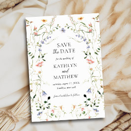 Reserva La Fecha Boda de acuarela del Jardín de flores silvestres