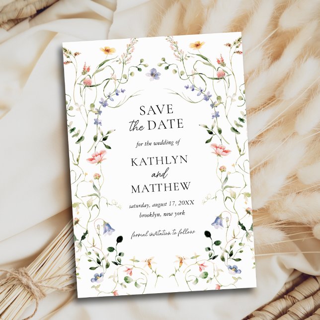Reserva La Fecha Boda de acuarela del Jardín de flores silvestres (Subido por el creador)