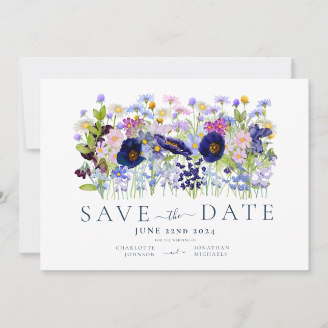 Reserva La Fecha Boda de acuarela floral colorida (Anverso)