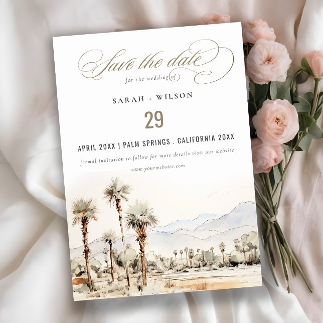 Reserva La Fecha Boda de acuarela Palm Springs California (Subido por el creador)