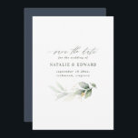 Reserva La Fecha Boda de acuarela y oro metálico<br><div class="desc">Invitación de boda con efecto de acuarela y oro metálico para guardar la fecha. Con hermosos detalles de acuarela. Esta invitación de boda moderna seguro que marca el estilo para tu gran día.</div>
