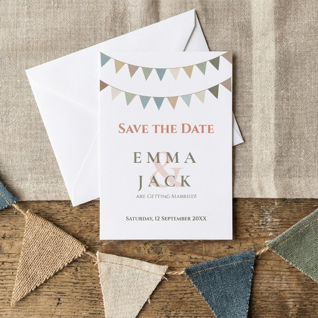 Reserva La Fecha Boda de amarre suave ahorra la fecha (Soft bunting wedding save the date.)