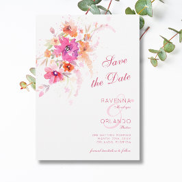 Reserva La Fecha Boda de Anémonas Peonías Flor Silvestre Pastel
