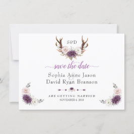 Reserva La Fecha Boda de Antílope Floral Lavanda Blanco Rubor