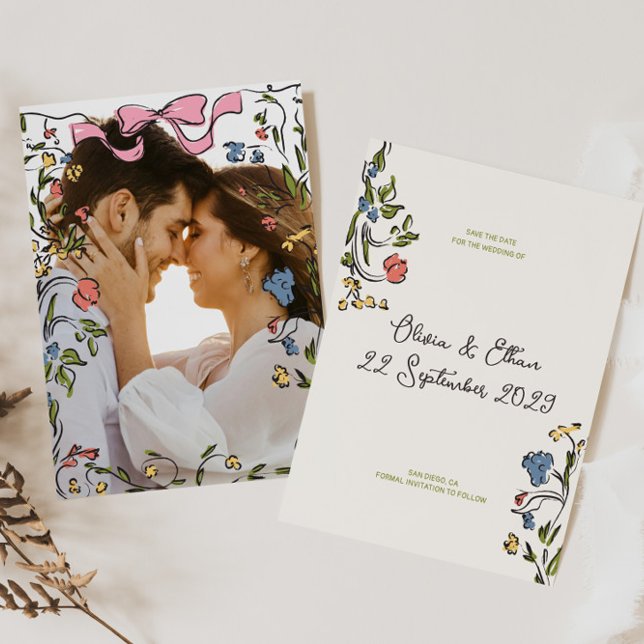 Reserva La Fecha Boda de arco floral dibujado a mano (Subido por el creador)