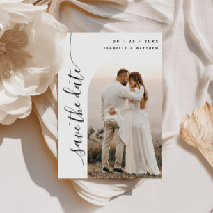 Reserva La Fecha Boda de arco fotográfico con guión vertical