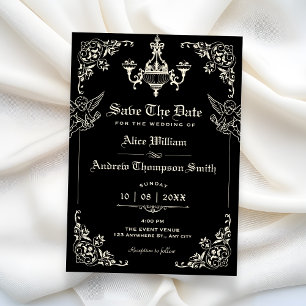Reserva La Fecha Boda de arco gótico vintage negro
