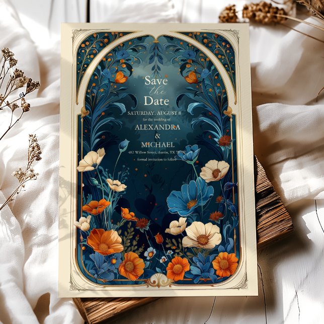 Reserva La Fecha Boda de Art Nouveau azul de la Marina de Guerra Vi (Subido por el creador)