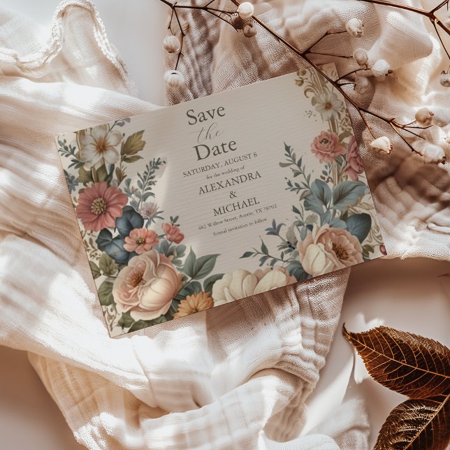 Reserva La Fecha Boda de Art Nouveau de Bliss Wildflowers Botánico (Subido por el creador)