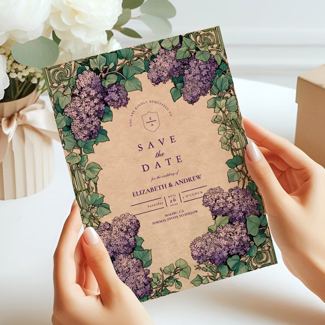 Reserva La Fecha Boda de Art Nouveau Lilac (Subido por el creador)