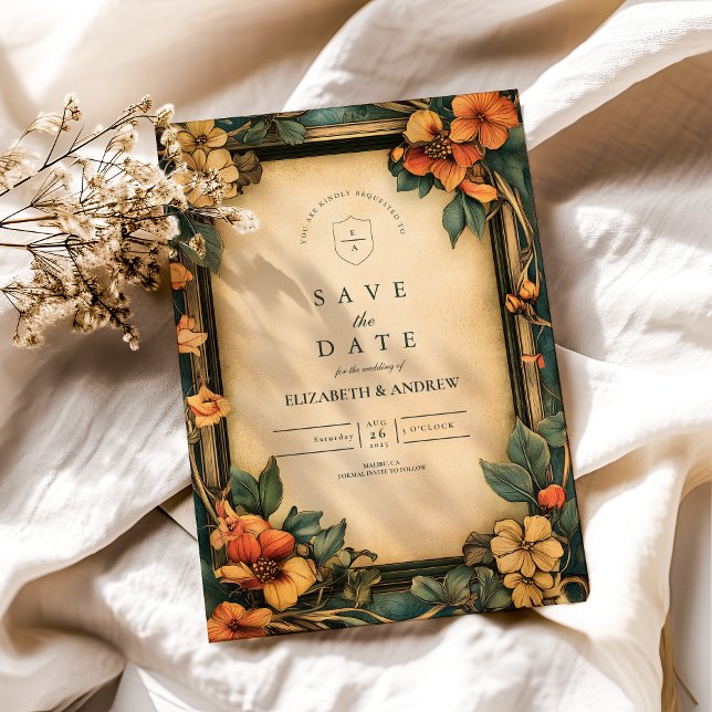 Reserva La Fecha Boda de Art Nouveau Naranja quemado (Subido por el creador)