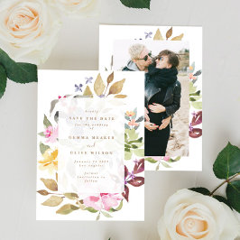 Reserva La Fecha Boda de arte de acuarela floral seca