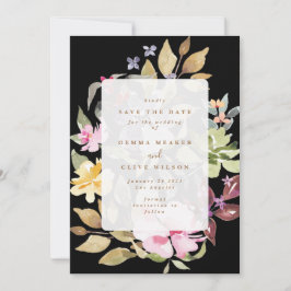 Reserva La Fecha Boda de arte de color floral seco negro
