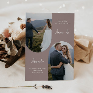 Reserva La Fecha Boda de arte fotográfico de Taupe moderno