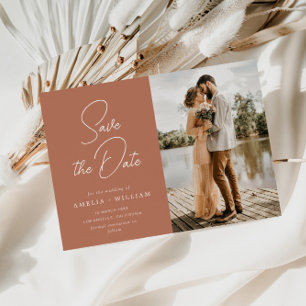 Reserva La Fecha boda de baracotta con letras a la moda Save the Da