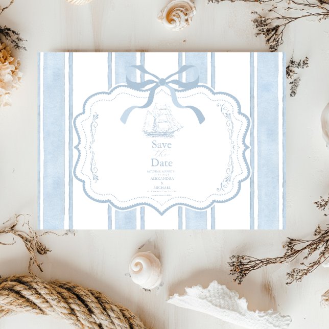 Reserva La Fecha Boda de barcos con franjas blancas de la marina (Subido por el creador)