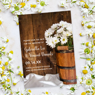 Reserva La Fecha Boda de Barn de Balde White Daisies Guardar la fec