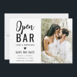 Reserva La Fecha Boda de barra abierta con foto de tipografía diver<br><div class="desc">Boda de barra abierta con foto de tipografía divertida moderna Guardar la fecha</div>