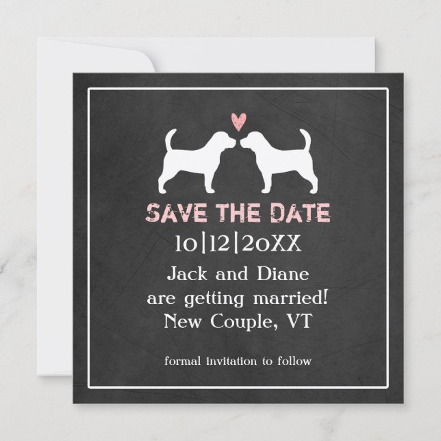 Reserva La Fecha Boda de Beagles Save the Date (Anverso)
