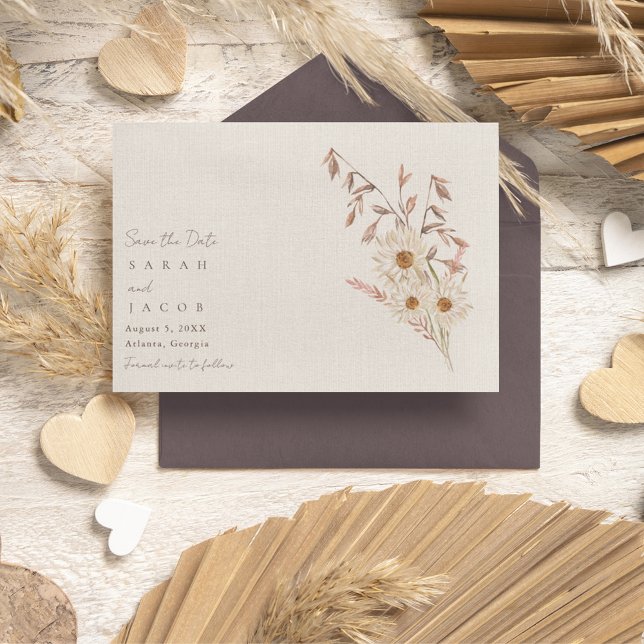 Reserva La Fecha Boda de Boho Wildflower Bohemiano ruso (Rustic Boho Wildflower Bohemian Wedding Save The Date)