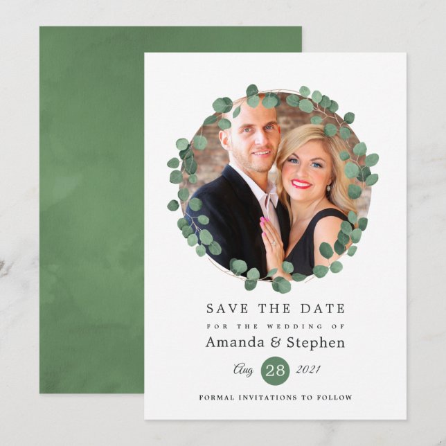 Reserva La Fecha Boda de Bosques de Bosque de Woodland (Anverso / Reverso)