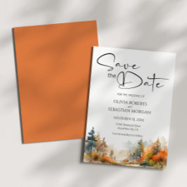 Reserva La Fecha Boda de Bosques de Otoño Rústico