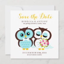 Boda de búhos de novios y novias Guardar la fecha