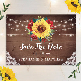 Reserva La Fecha Boda de Caída Rústica del Girasol Lace Rojo Rosa