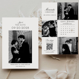 Reserva La Fecha Boda de calendario de fotos elegante caligrafía mo