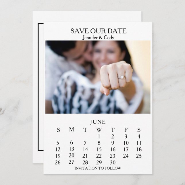 Reserva La Fecha Boda de calendario fotográfico fácil de leer (Anverso / Reverso)