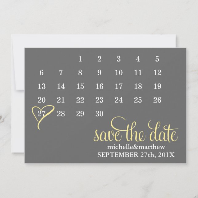 Reserva La Fecha Boda de calendario Guardar la fecha (Anverso)
