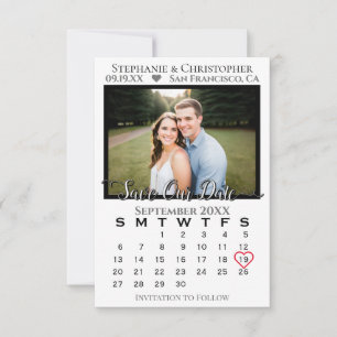 Reserva La Fecha Boda de calendario y fotografía simple y elegante