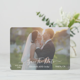 Reserva La Fecha Boda de Caligrafía Clásica Elegante en Blanco y Ne