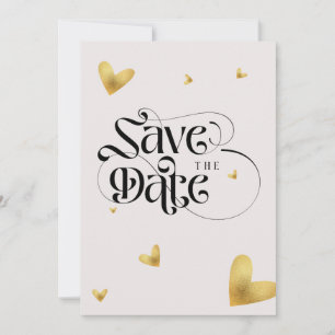 Reserva La Fecha Boda de caligrafía corazón dorado suave 