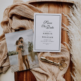 Reserva La Fecha boda de caligrafía de marco negro Guardar fecha