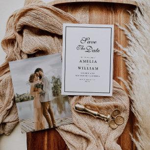 Reserva La Fecha boda de caligrafía de marco negro Guardar fecha